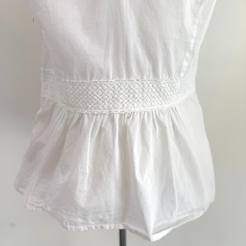 The Limited White Crochet Lace Sequin Tank Top V-Neck Cotton Cottage Coastal M - Picture 8 of 13